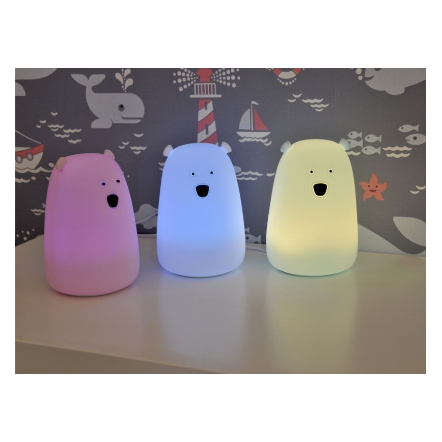 LED RGB Laste puutetundlik väike lamp BEAR LED/0,8W/5V sinine