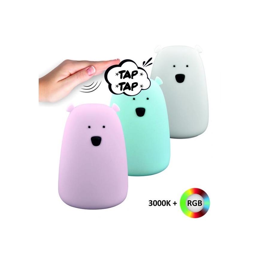 LED RGB Laste puutetundlik väike lamp BEAR LED/0,8W/5V sinine