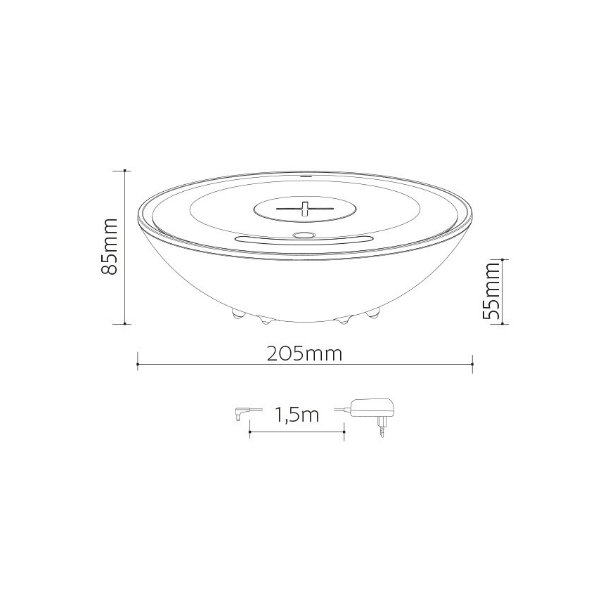 LED RGB Laualamp juhtmevaba laadijaga CHARGER LED/10W/230V