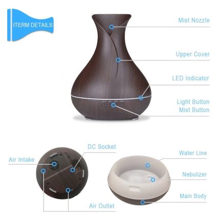 LED RGB Õhuniisuti ja ionisaator 400 ml