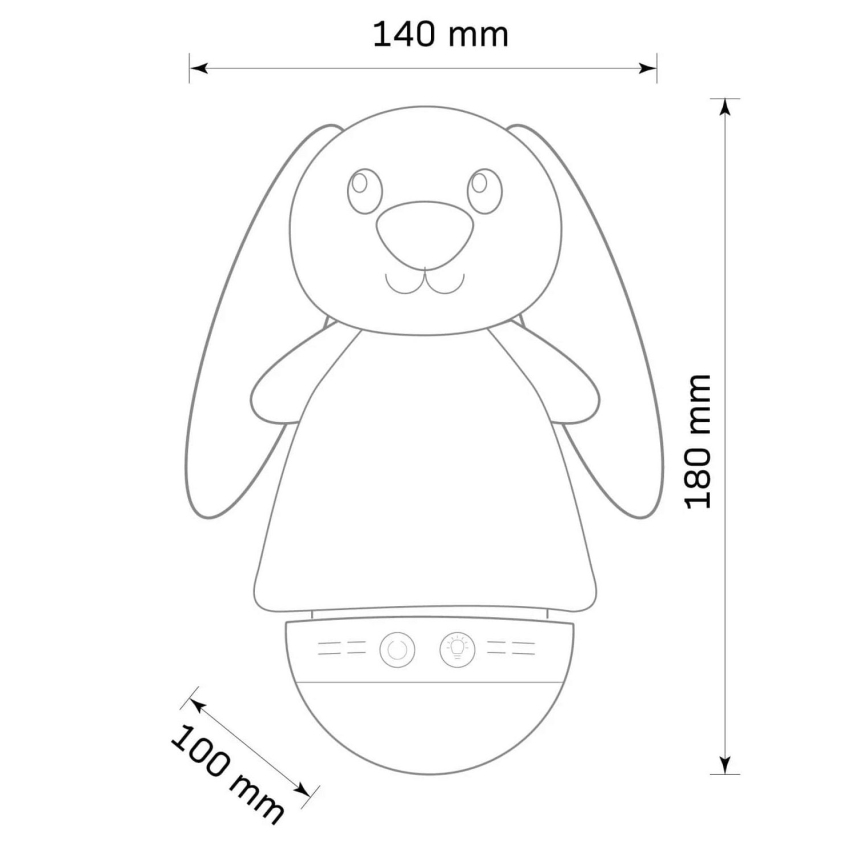 LED RGB Öölamp lastele koos heliga 3xAAA/5V jänes