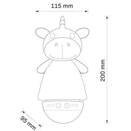 LED RGB Öölamp lastele koos heliga 3xAAA/5V ükssarvik