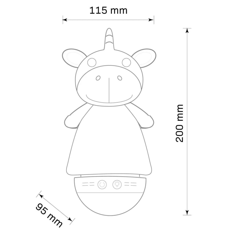 LED RGB Öölamp lastele koos heliga 3xAAA/5V ükssarvik