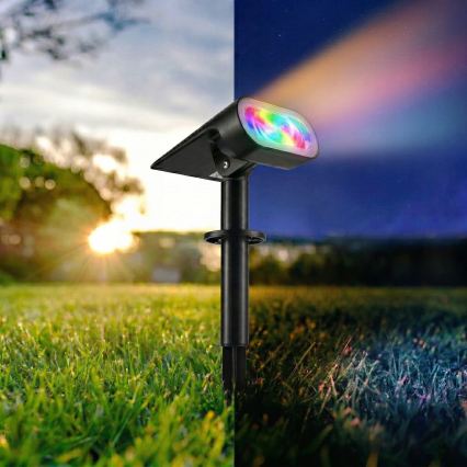 LED RGB päikeselamp 2-ühes LED/3,7V 1200 mAh IP54 must