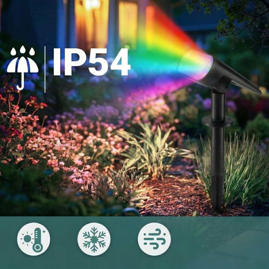 LED RGB päikeselamp 2-ühes LED/3,7V 1200 mAh IP54 must