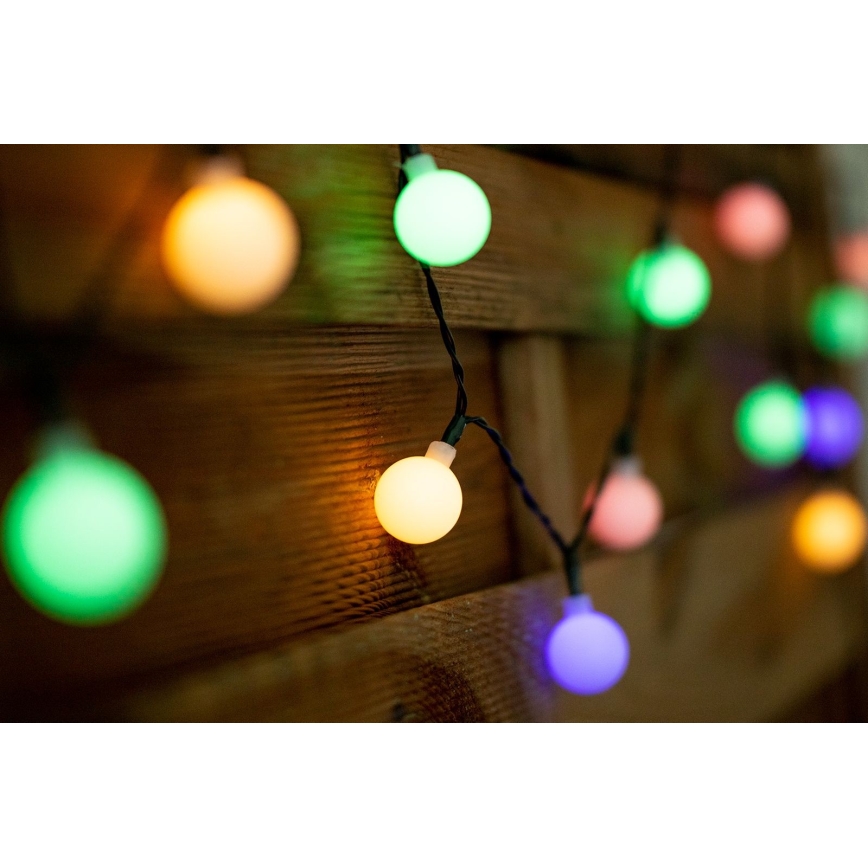 LED RGB Päikesepaneeliga valguskett PARTY 30xLED/1,2V 400 mAh 3,9 m IP44
