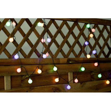 LED RGB Päikesepaneeliga valguskett PARTY 30xLED/1,2V 400 mAh 3,9 m IP44