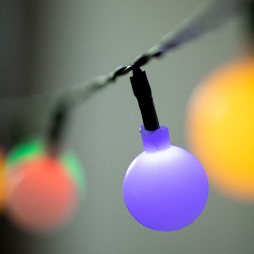 LED RGB Päikesepaneeliga valguskett PARTY 30xLED/1,2V 400 mAh 3,9 m IP44