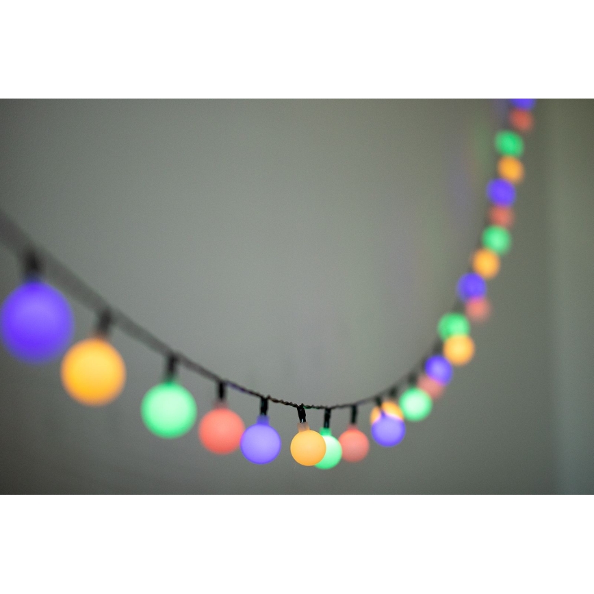 LED RGB Päikesepaneeliga valguskett PARTY 30xLED/1,2V 400 mAh 3,9 m IP44