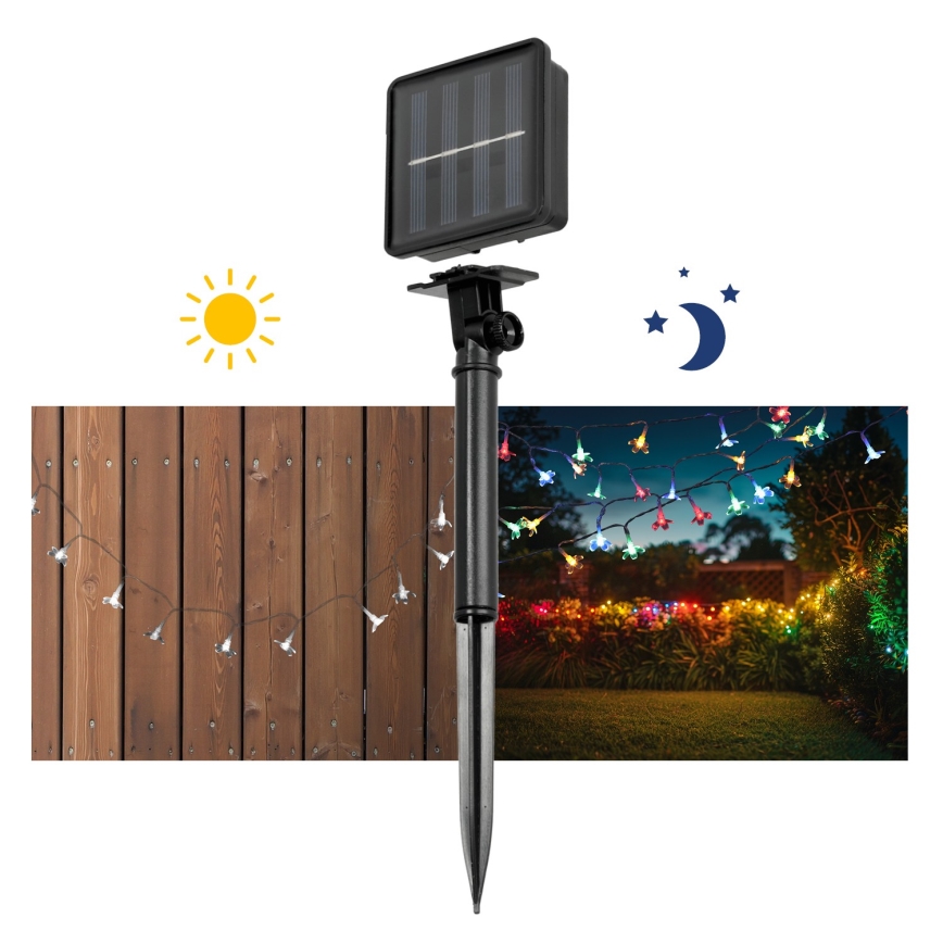 LED RGB päikeseahel 50xLED/0,12W/1,2V 1xAA IP44 600 mAh