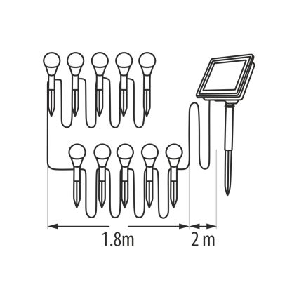 LED RGB päikesevalgusti 10xLED/1,2V 300 mAh IP44 must