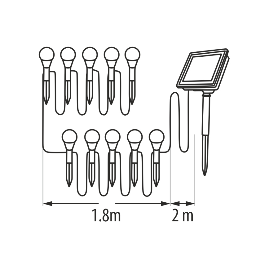 LED RGB päikesevalgusti 10xLED/1,2V 300 mAh IP44 must