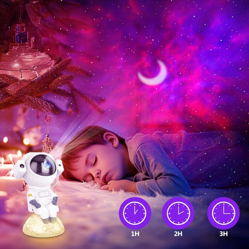 LED RGB-projektor 3-ühes LED/5W/5V 3000/4000/6000K, astronauti kujuline, koos kaugjuhtimispuldiga