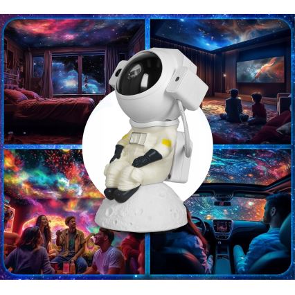 LED RGB-projektor 3-ühes LED/5W/5V 3000/4000/6000K, astronauti kujuline, koos kaugjuhtimispuldiga