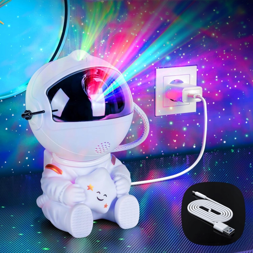 LED RGB projektor LED/5W/5V astronaut + kaugjuhtimispult