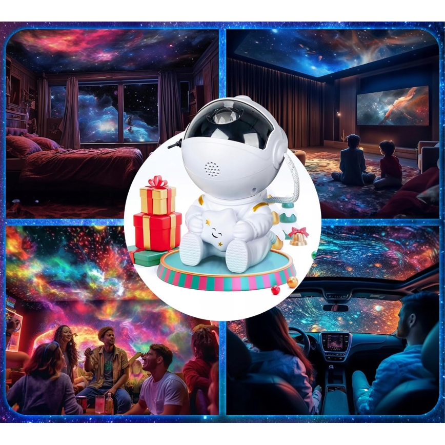 LED RGB projektor LED/5W/5V astronaut + kaugjuhtimispult