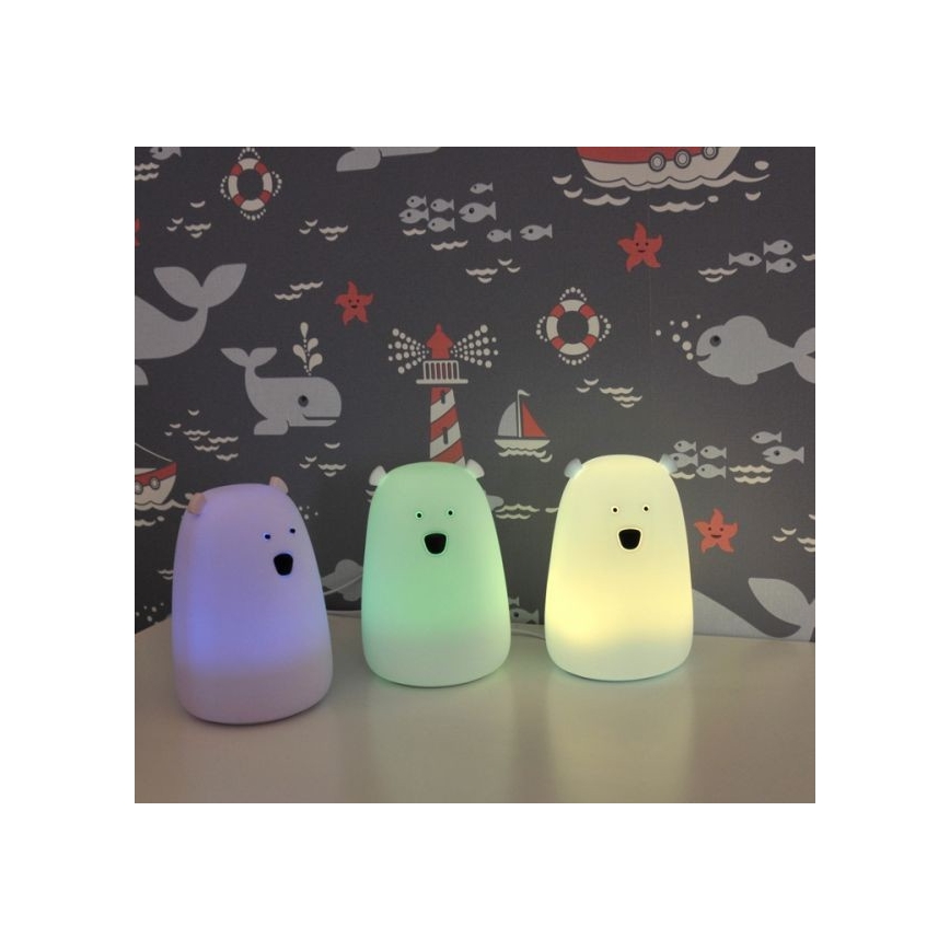 LED RGB Puutetundlik lamp lastele BEAR LED/0,8W/5V roosa + USB