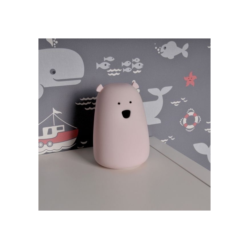 LED RGB Puutetundlik lamp lastele BEAR LED/0,8W/5V roosa + USB