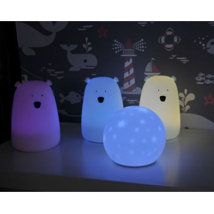 LED RGB Puutetundlik lamp lastele BEAR LED/0,8W/5V roosa + USB