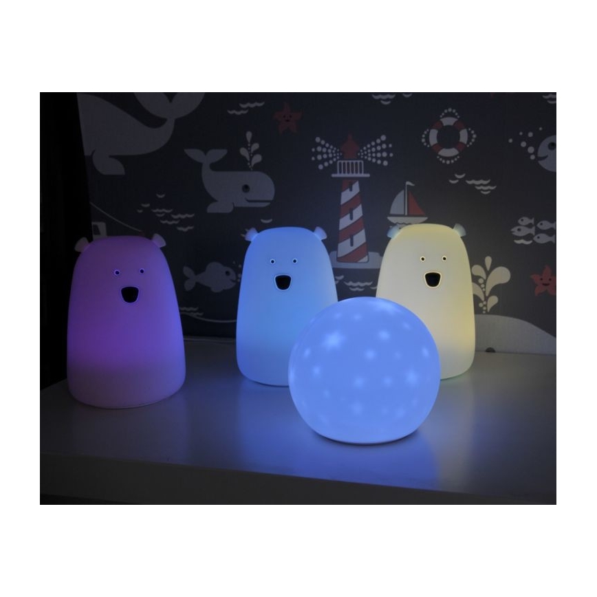 LED RGB Puutetundlik lamp lastele BEAR LED/0,8W/5V valge + USB