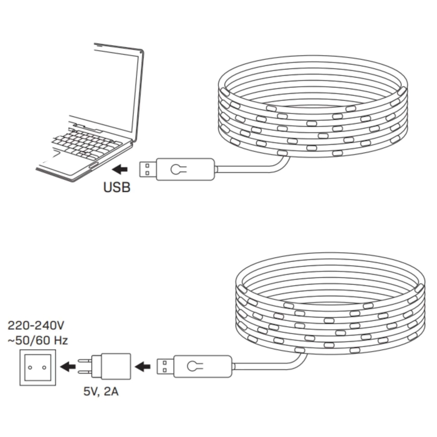LED RGB Valguskett LED/10W/5V 10 m USB + kaugjuhtimispult