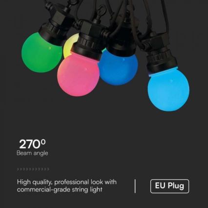 LED RGB Väli valguskett STRING 13 m 15xLED/0,5W/230V IP44 + kaugjuhtimispult