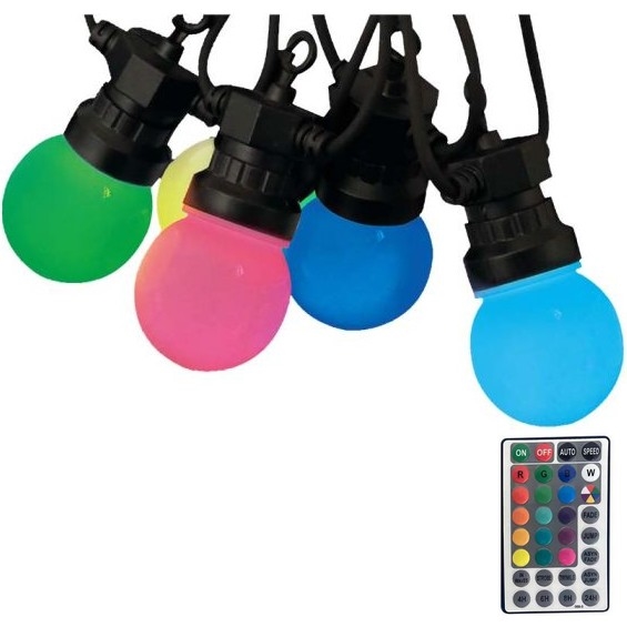 LED RGB Väli valguskett STRING 13 m 15xLED/0,5W/230V IP44 + kaugjuhtimispult