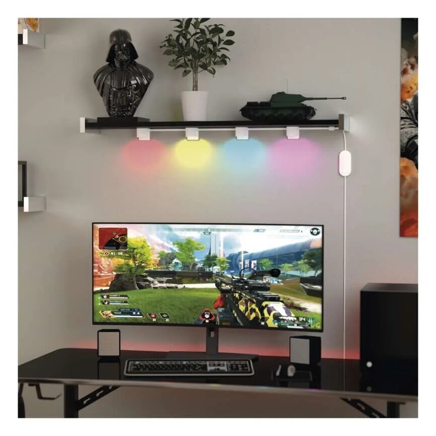 LED RGBIC+CCT Dekoratiivne valguskett kohtvalgustusega GoSmart - pikendus 4xLED/7W/230V 85 cm Wi-Fi Tuya