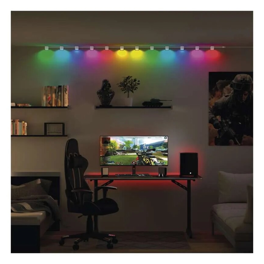 LED RGBIC+CCT Dekoratiivne valguskett kohtvalgustusega GoSmart - pikendus 4xLED/7W/230V 85 cm Wi-Fi Tuya