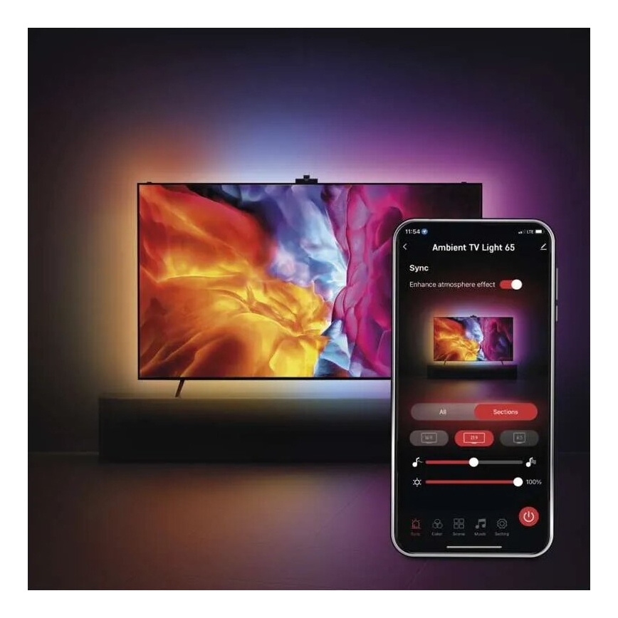 LED RGBIC Riba esemele TV GoSmart LED/24W/230V 65“