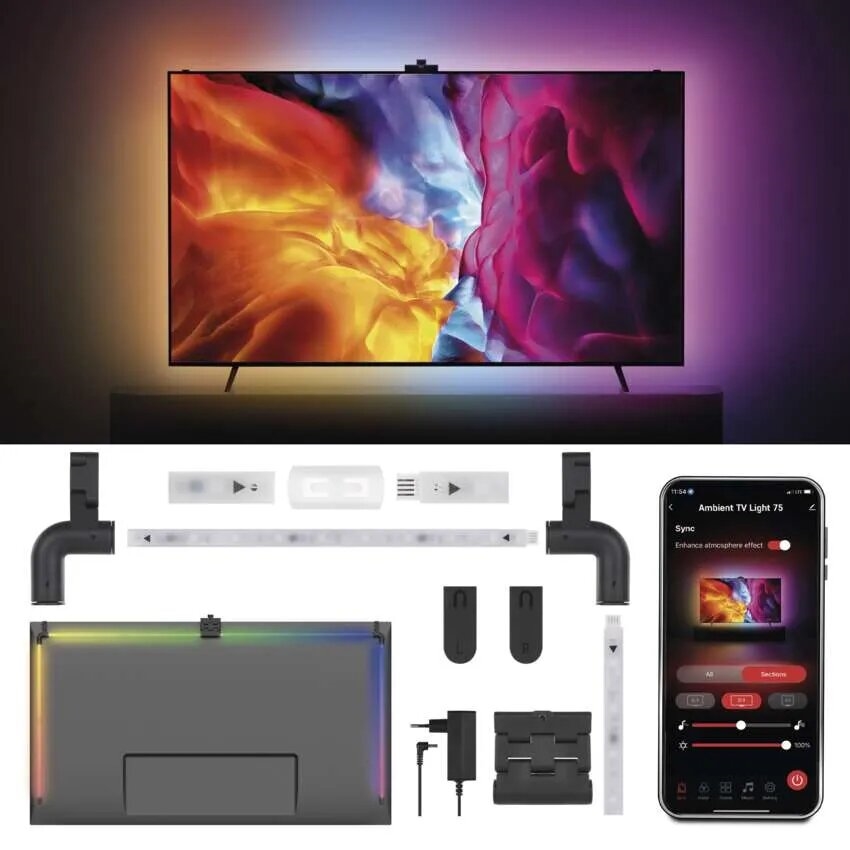 LED RGBIC Riba esemele TV GoSmart LED/24W/230V 75“