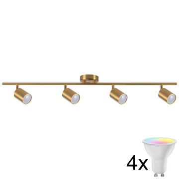 LED RGBW hämardatav kohtvalgusti GOLDIE 4xGU10/4,8W/230V 3000K kuldne + kaugjuhtimispult