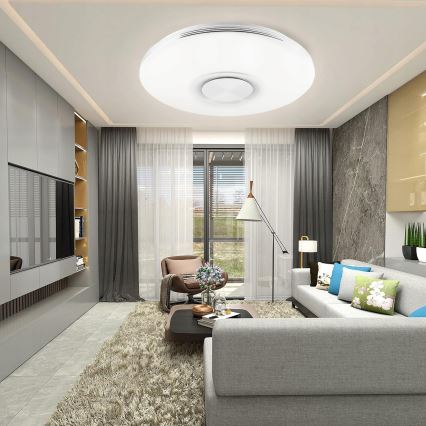 LED RGBW hämardatav laelamp kõlariga LED/60W/230V 3000–6000K Ø 40 cm valge + kaugjuhtimispult