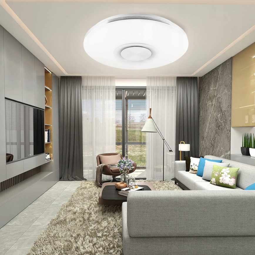 LED RGBW hämardatav laelamp kõlariga LED/60W/230V 3000–6000K Ø 40 cm valge + kaugjuhtimispult