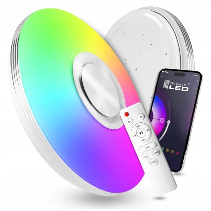 LED RGBW hämardatav laelamp kõlariga LED/60W/230V 3000–6000K Ø 40 cm valge + kaugjuhtimispult