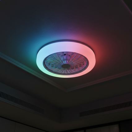 ZAMBIA LED RGBW hämardatav laelamp ventilaatoriga, 24W/230V, 3000-6500K, valge + kaugjuhtimispult
