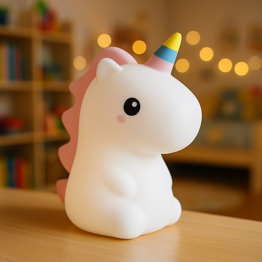 Laetav puutetundlik ja hämardatav LED RGBW laste öölamp UNICORN LED/1W/5V 1200 mAh