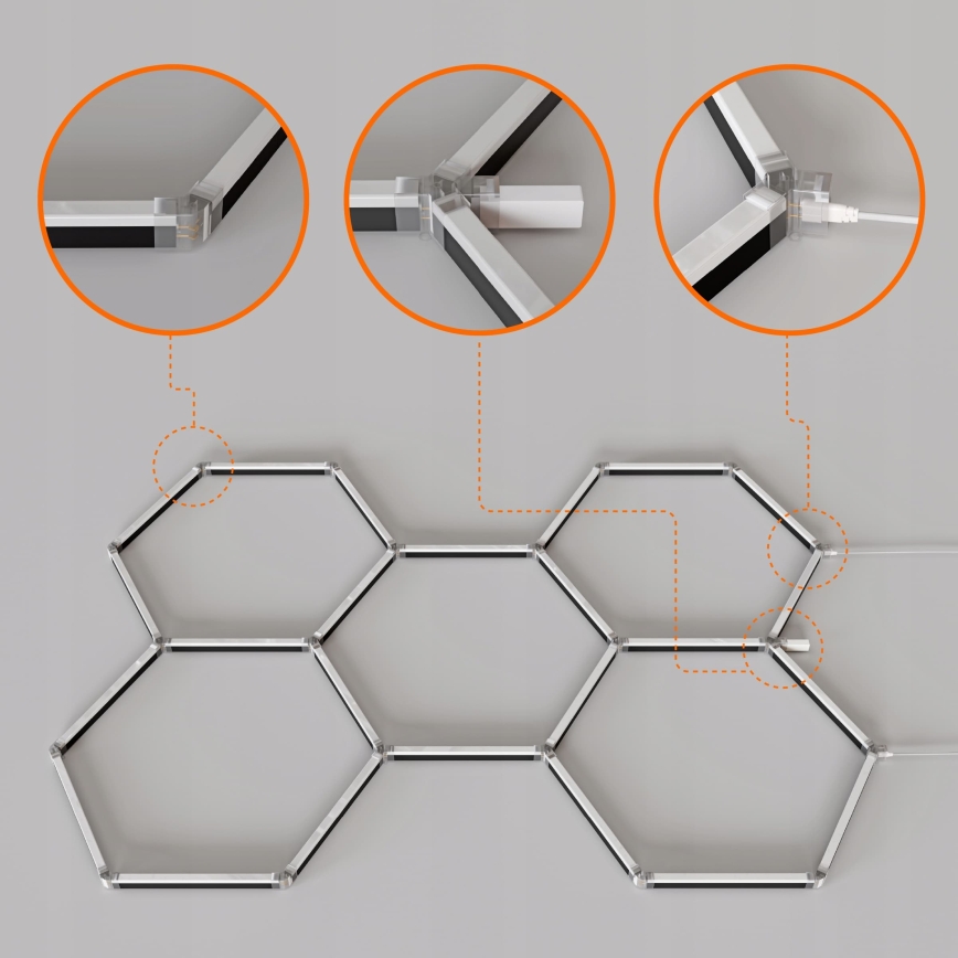 LED RGBW Hämardatav laevalgusti HEXAGON LED/144W/85-265V 7000K 205x142 cm CRI 90 IP54 valge + kaugjuhtimispult