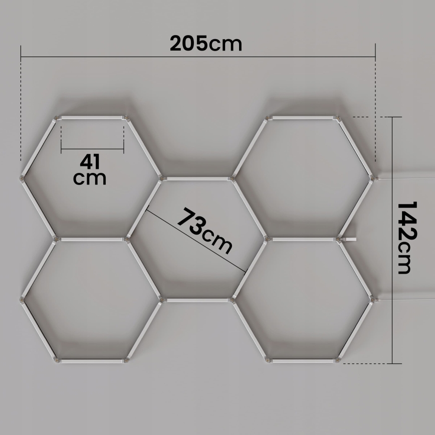 LED RGBW Hämardatav laevalgusti HEXAGON LED/144W/85-265V 7000K 205x142 cm CRI 90 IP54 valge + kaugjuhtimispult