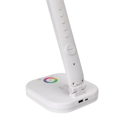 LED RGBW Hämardatav puutetundlik laualamp juhtmevaba laadimisega, ekraan ja USB pesa MAGNUS LED/6W/5V 3000-6500K valge