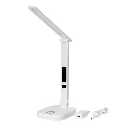 LED RGBW Hämardatav puutetundlik laualamp juhtmevaba laadimisega, ekraan ja USB pesa MAGNUS LED/6W/5V 3000-6500K valge