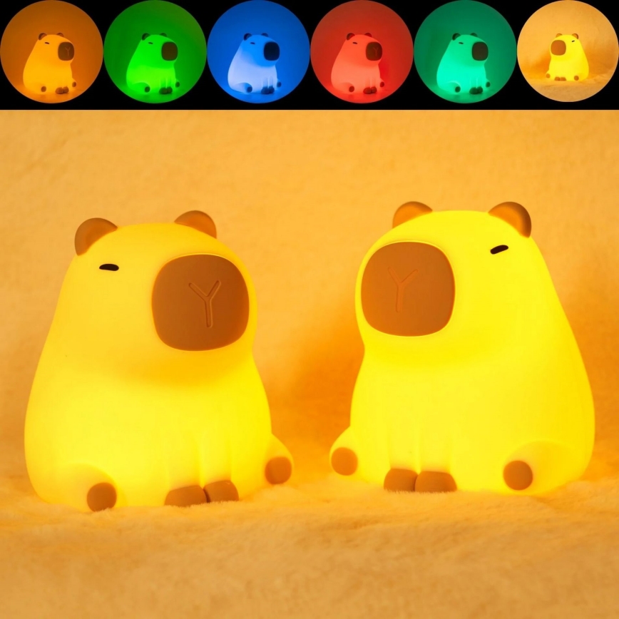 LED RGBW Hämardatav laste puutetundlik lamp LED/1W/5V USB 1200 mAh kapibaara