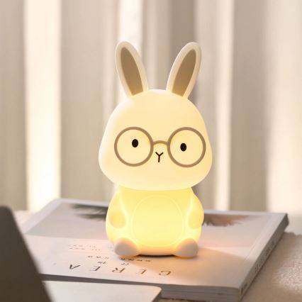 LED RGBW Hämardatav laste puutetundlik lamp FLORKA LED/1W/5V USB 1200 mAh jänes valge/hall