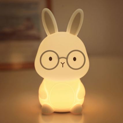 LED RGBW Hämardatav laste puutetundlik lamp FLORKA LED/1W/5V USB 1200 mAh jänes valge/hall