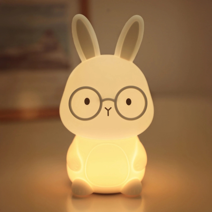 LED RGBW Hämardatav laste puutetundlik lamp FLORKA LED/1W/5V USB 1200 mAh jänes valge/hall