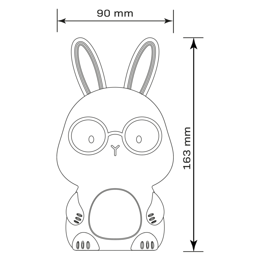 LED RGBW Hämardatav laste puutetundlik lamp FLORKA LED/1W/5V USB 1200 mAh jänes valge/hall