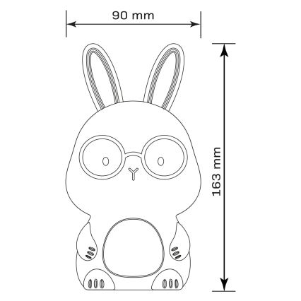 LED RGBW Hämardatav laste puutetundlik lamp FLORKA LED/1W/5V USB 1200 mAh jänes valge/roosa