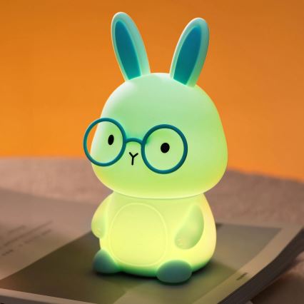 LED RGBW Hämardatav laste puutetundlik lamp FLORKA LED/1W/5V USB 1200 mAh jänes sinine