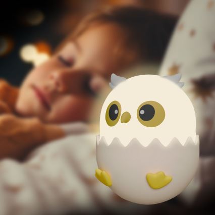 LED RGBW Hämardatav laste puutetundlik lamp OWL LED/1W/5V USB 1200 mAh öökull roosa