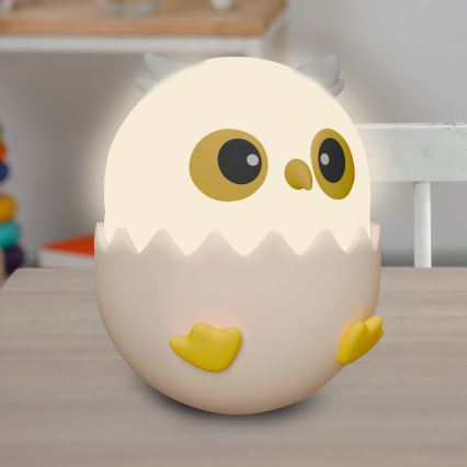 LED RGBW Hämardatav laste puutetundlik lamp OWL LED/1W/5V USB 1200 mAh öökull roosa